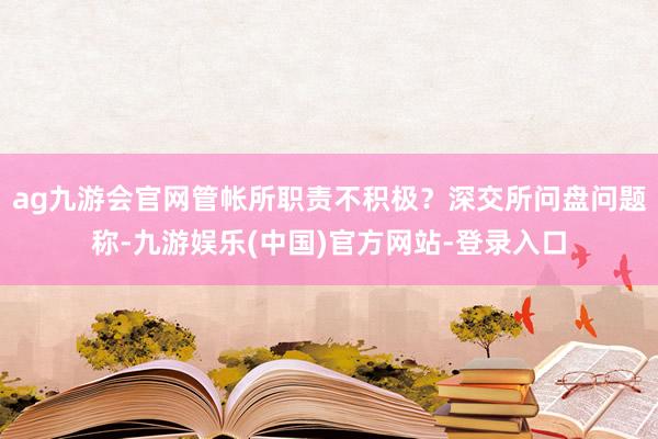 ag九游会官网管帐所职责不积极？深交所问盘问题称-九游娱乐(中国)官方网站-登录入口